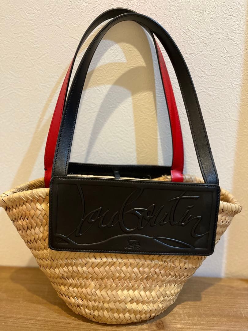 クリスチャンルブタンかごバッグ ブラック/レッド