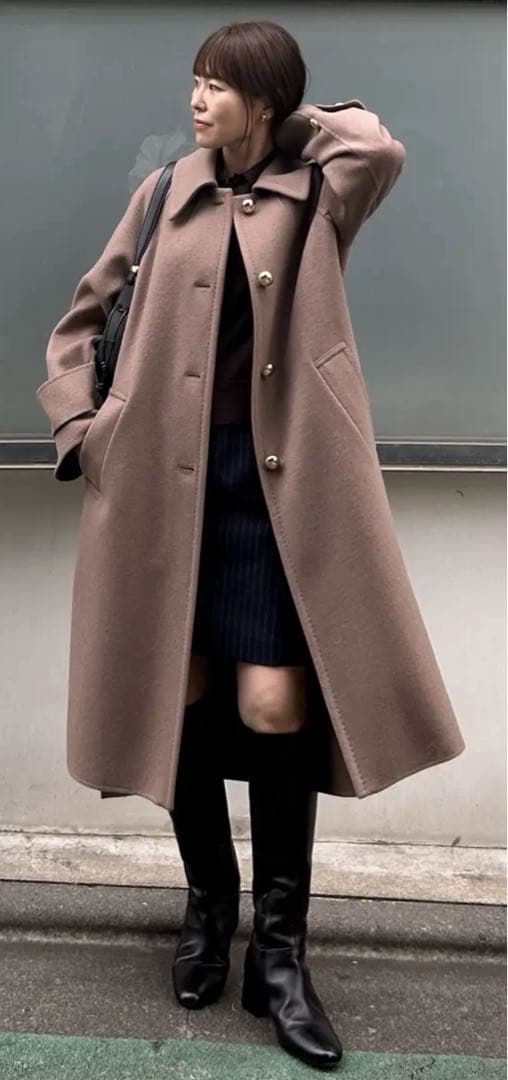 グレースコンチネンタル　ウールカシミヤリバーコート