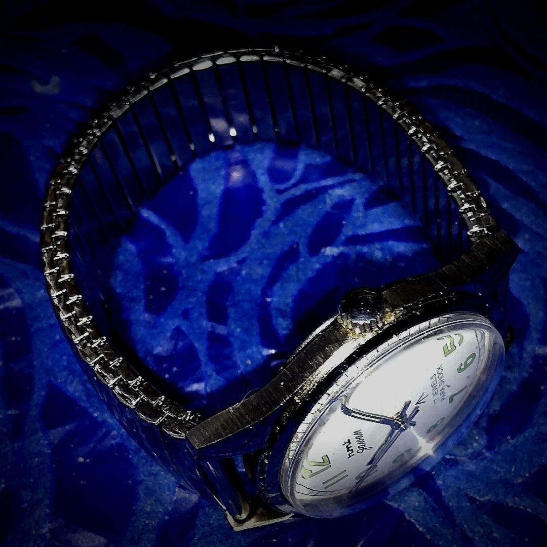 hmt英国軍用機械式手巻き腕時計希少ブロードアローモデル＆ヴィンテージ蛇腹バンド