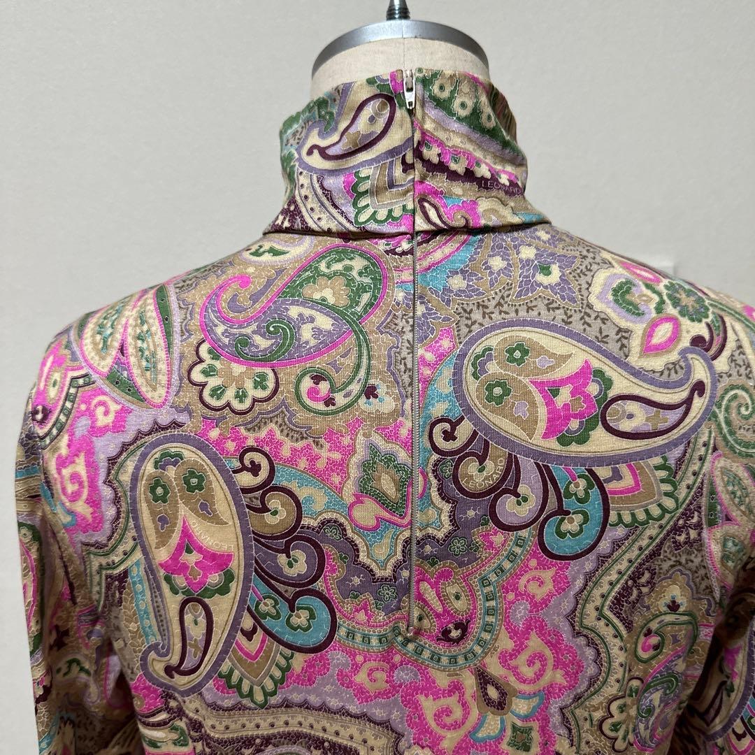 LEONARD FASHION ペイズリー柄 タートル 長袖 カットソー L