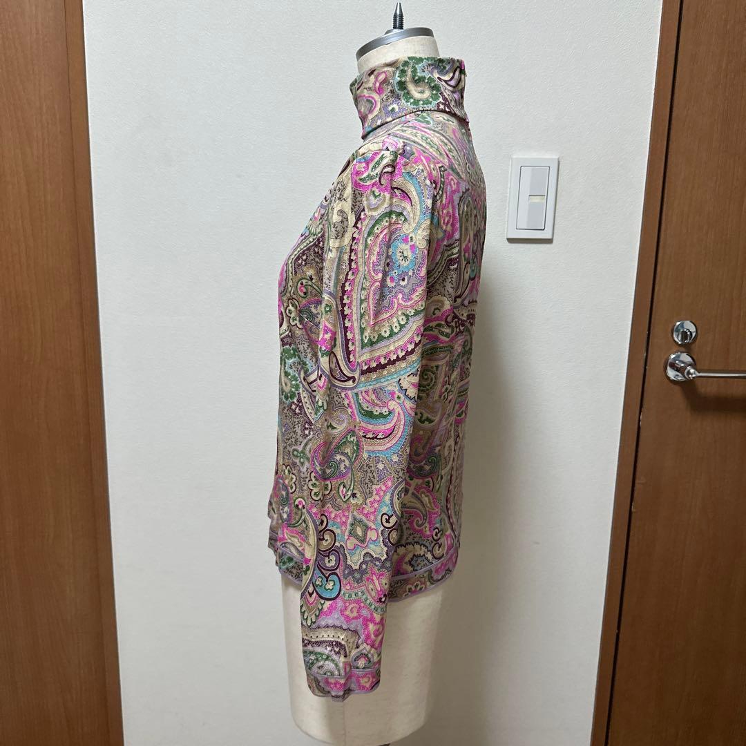 LEONARD FASHION ペイズリー柄 タートル 長袖 カットソー L