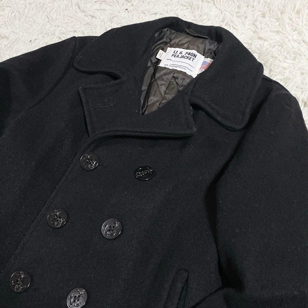 美品◎SCHOTT Pコート USA製 メンズ 黒 アウター 38 ショット