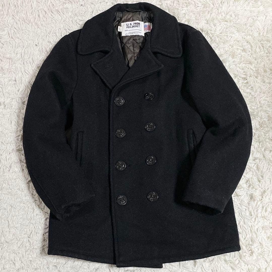 美品◎SCHOTT Pコート USA製 メンズ 黒 アウター 38 ショット