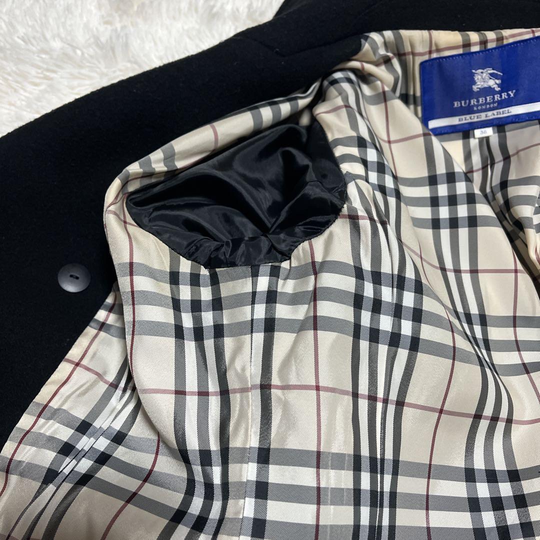 【美品】BURBERRY LONDON ブルーレーベル Pコート ブラック