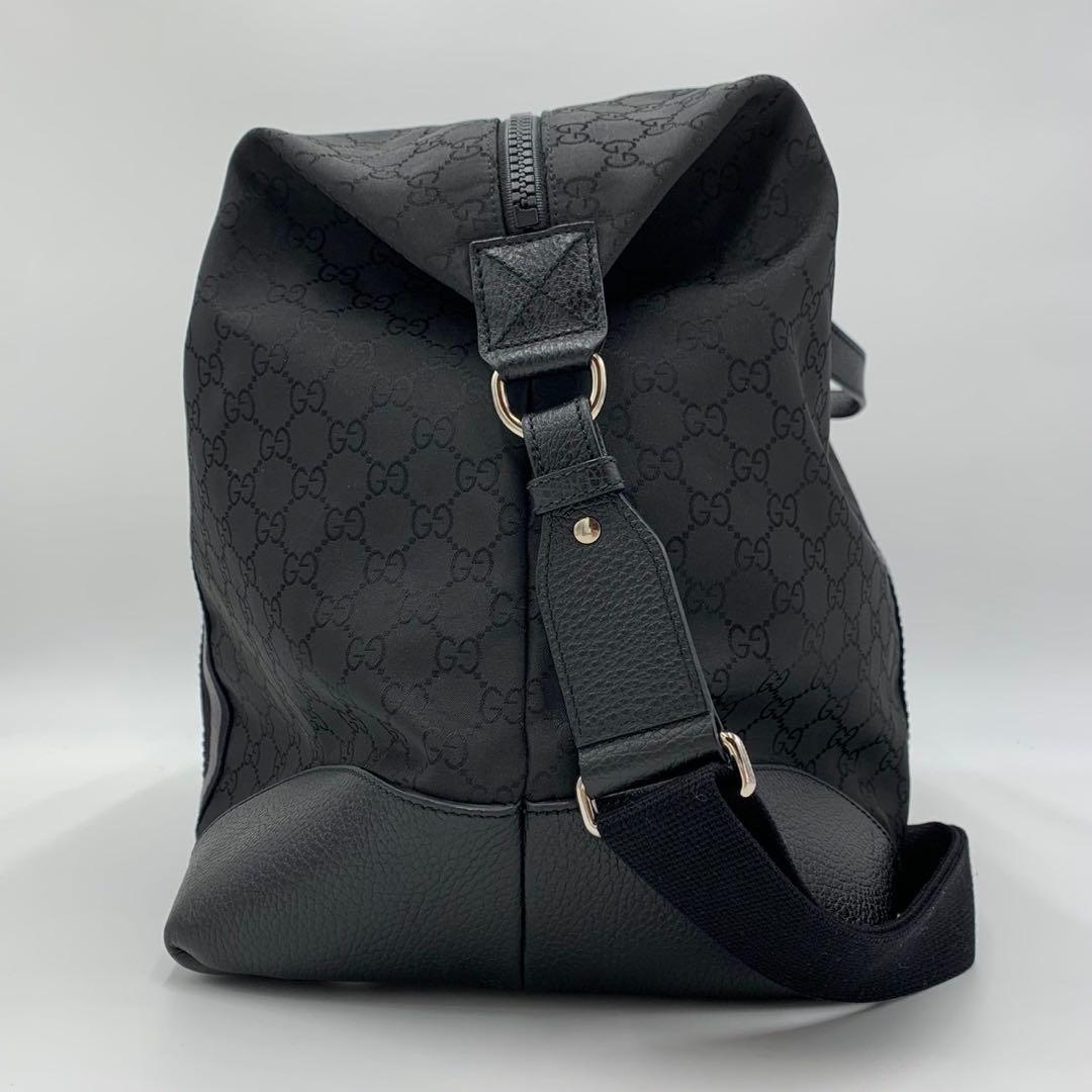 美品 希少 グッチ 大容量 ボストンバッグ 2way 旅行 GG柄 シェリー 黒