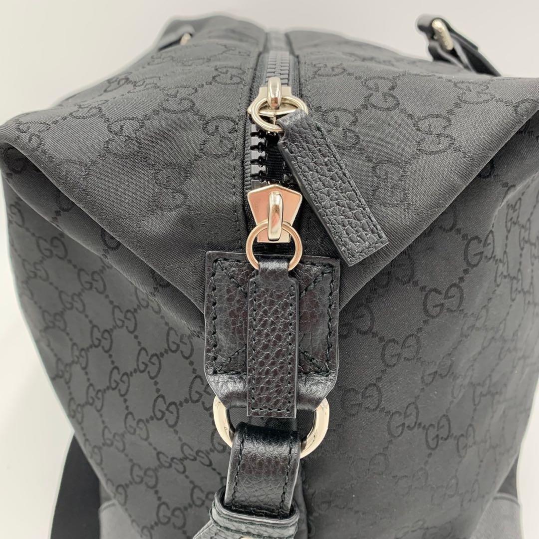 美品 希少 グッチ 大容量 ボストンバッグ 2way 旅行 GG柄 シェリー 黒