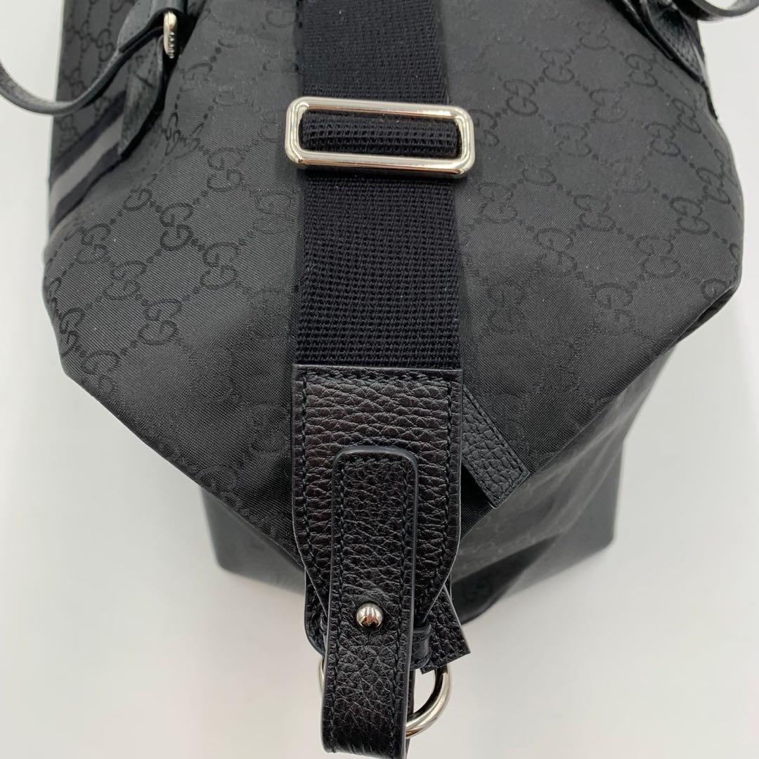 美品 希少 グッチ 大容量 ボストンバッグ 2way 旅行 GG柄 シェリー 黒