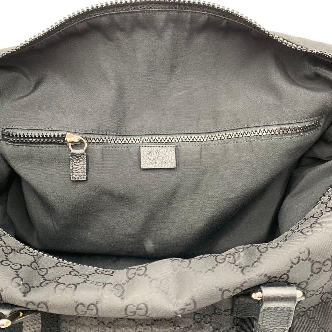 美品 希少 グッチ 大容量 ボストンバッグ 2way 旅行 GG柄 シェリー 黒