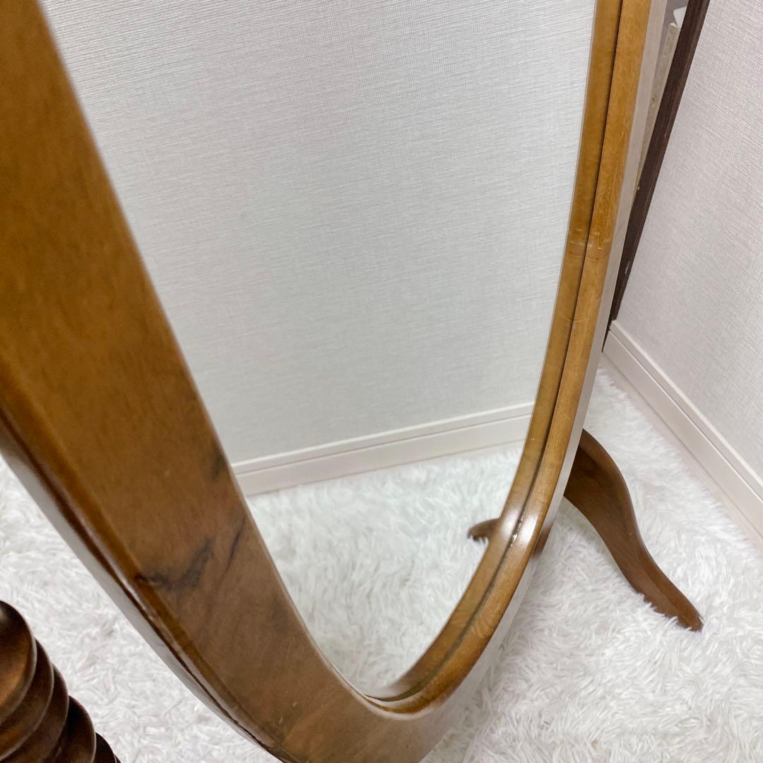 【昭和レトロ】 アンティーク調 オーバル型 スタンドミラー 姿見 全身 送料無料