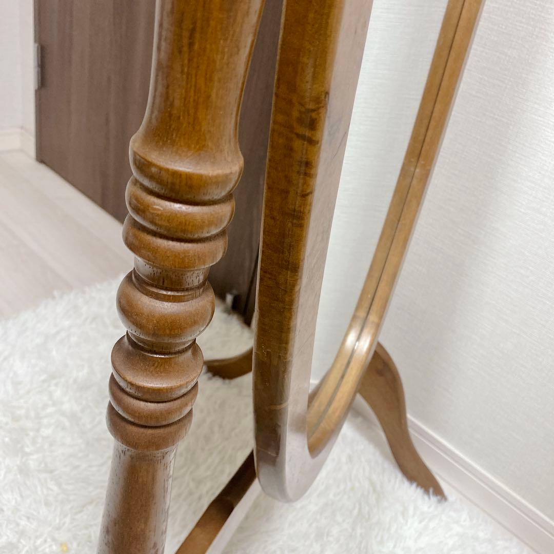 【昭和レトロ】 アンティーク調 オーバル型 スタンドミラー 姿見 全身 送料無料