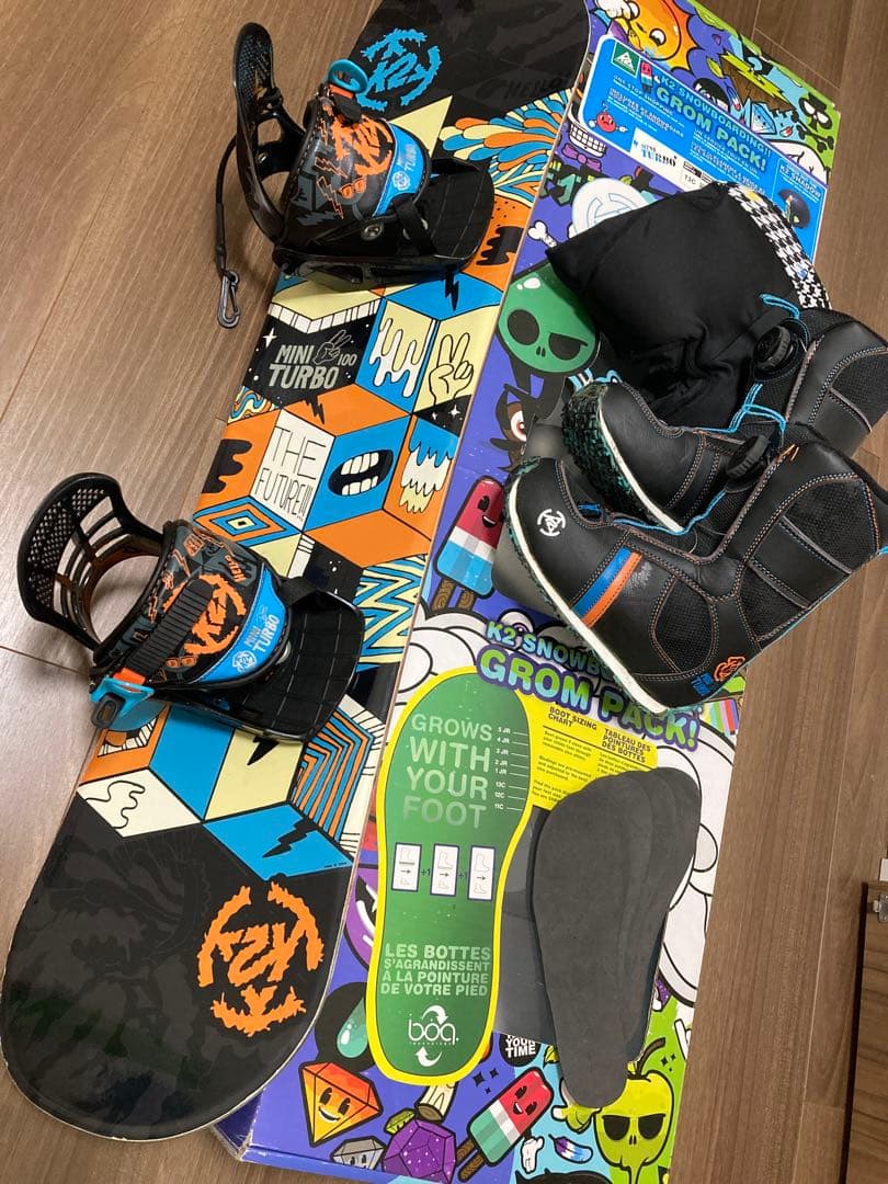 K2 Grom Pack 100cm キッズスノーボード 3点セット　化粧箱付き