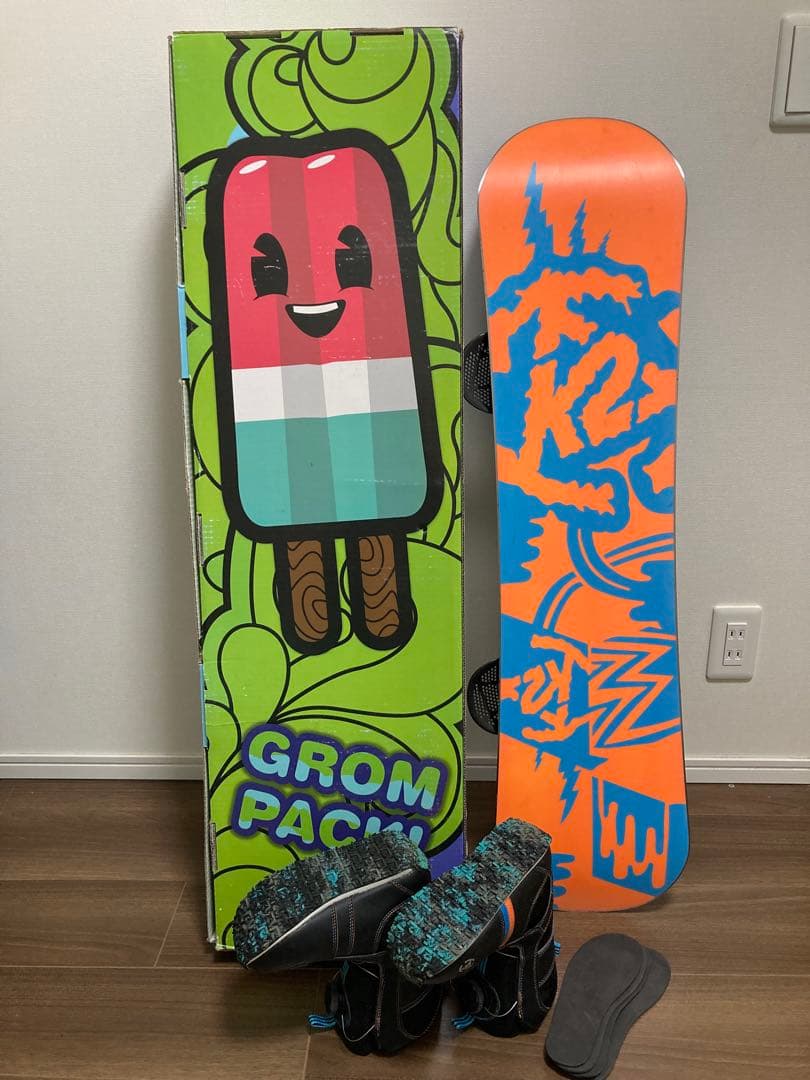 K2 Grom Pack 100cm キッズスノーボード 3点セット　化粧箱付き