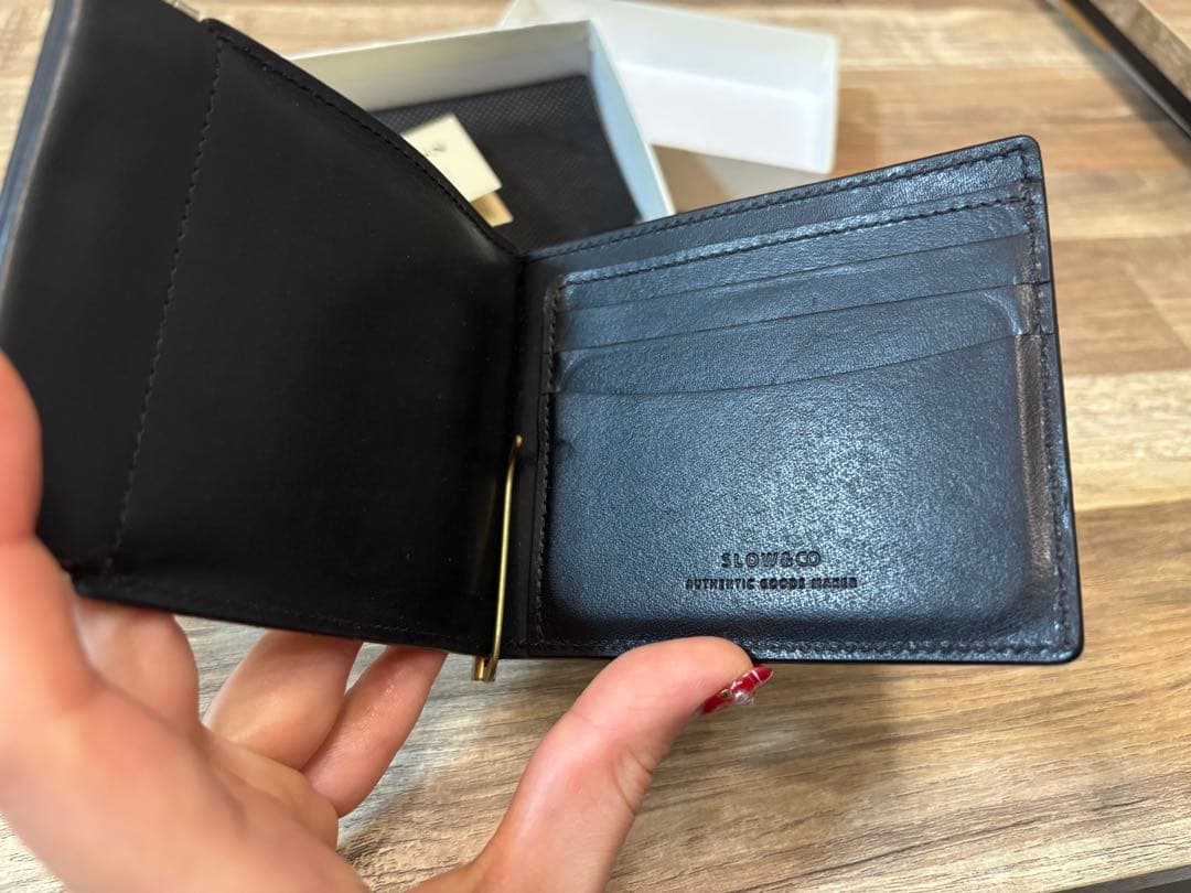 SLOW &CO マネークリップ　ブラックレザー