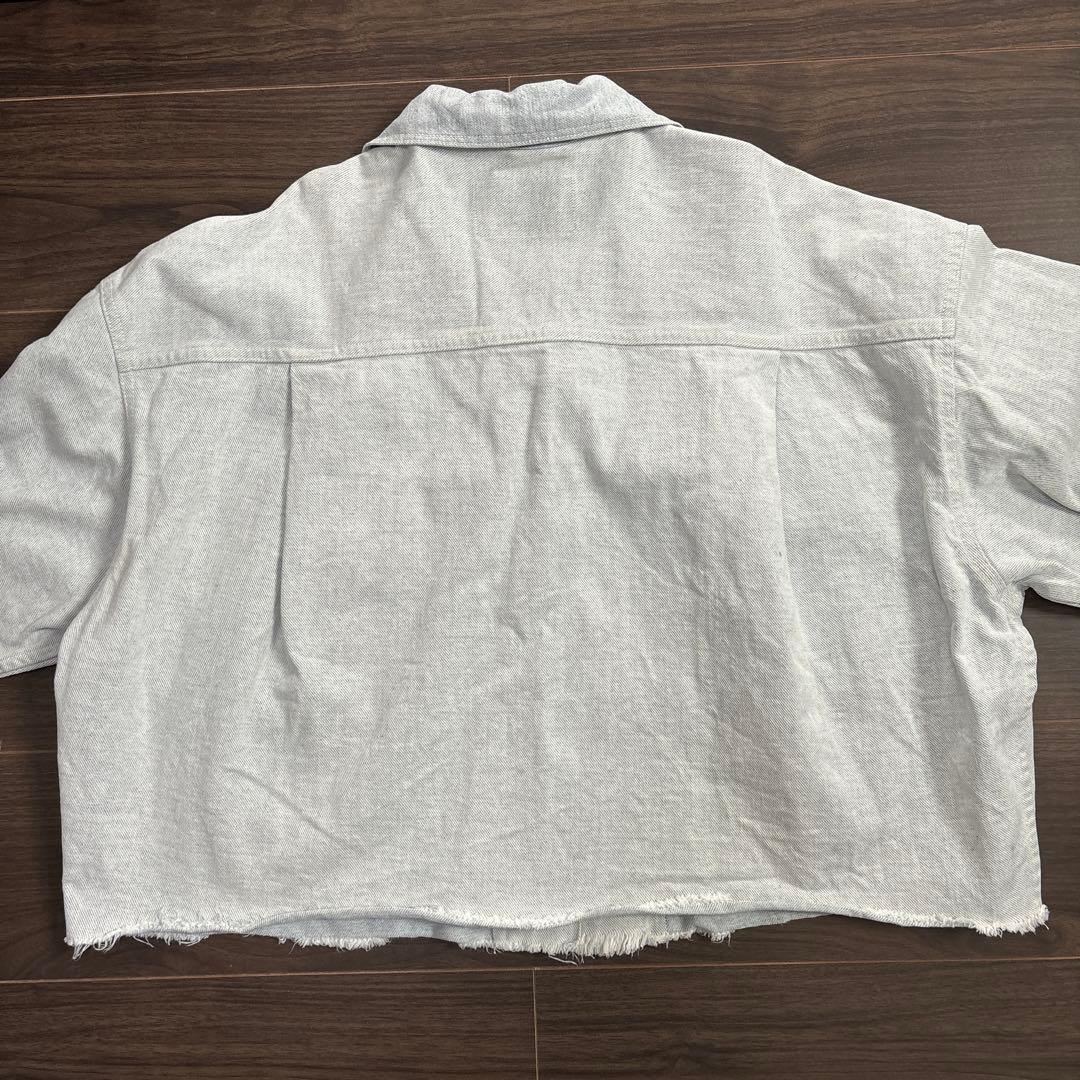 FRAMeWORK ライトグレー クロップドデニムジャケット