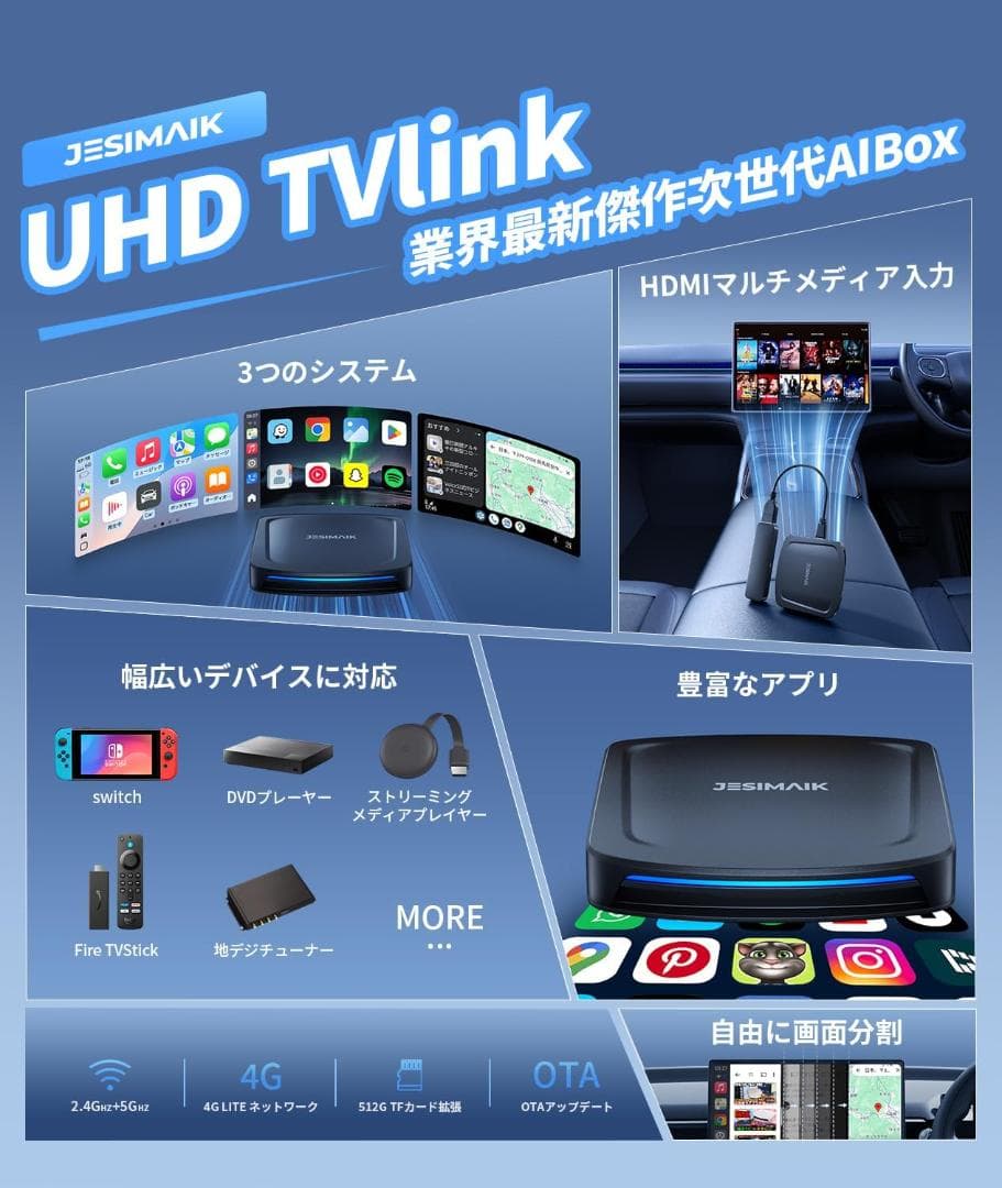 CarPlay AI Box UHDTVlink 次世代4in1 AIボックス