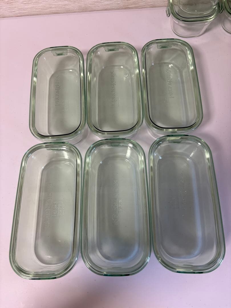 iwaki(イワキ) 耐熱ガラス 保存容器 グリーン 個セット