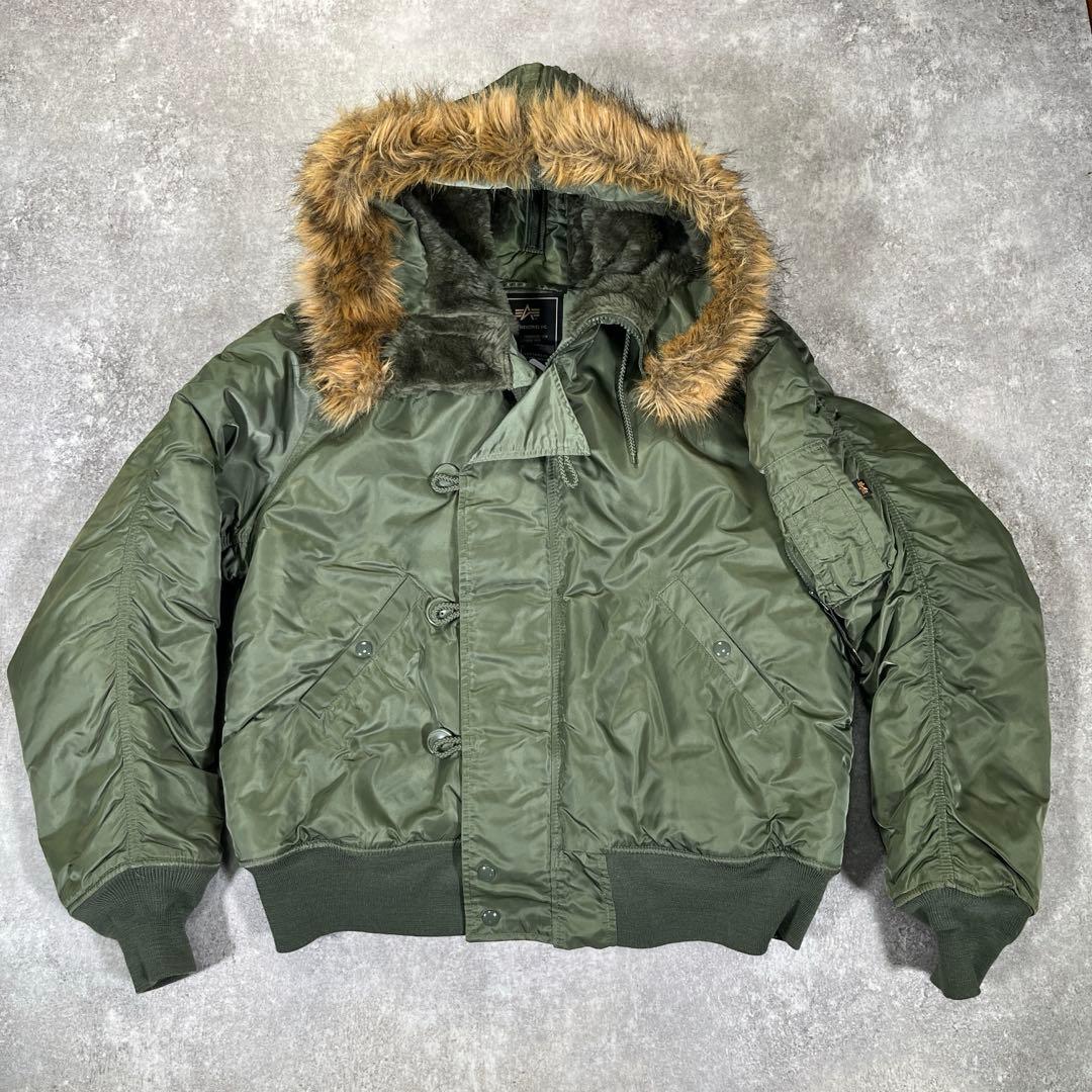 美品　アルファインダストリーズ　N-2B フライトジャケット　XL 短丈　カーキ