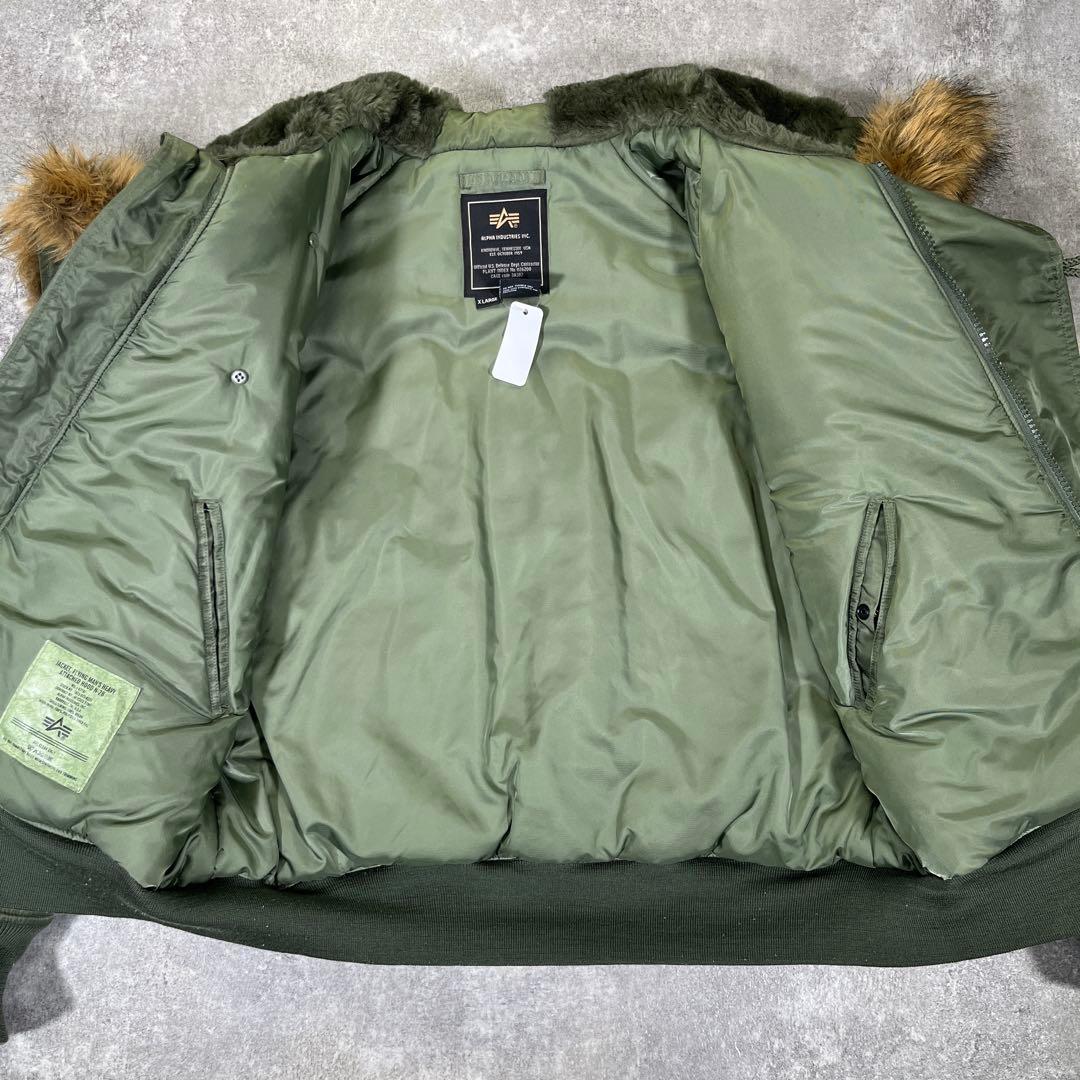 美品　アルファインダストリーズ　N-2B フライトジャケット　XL 短丈　カーキ