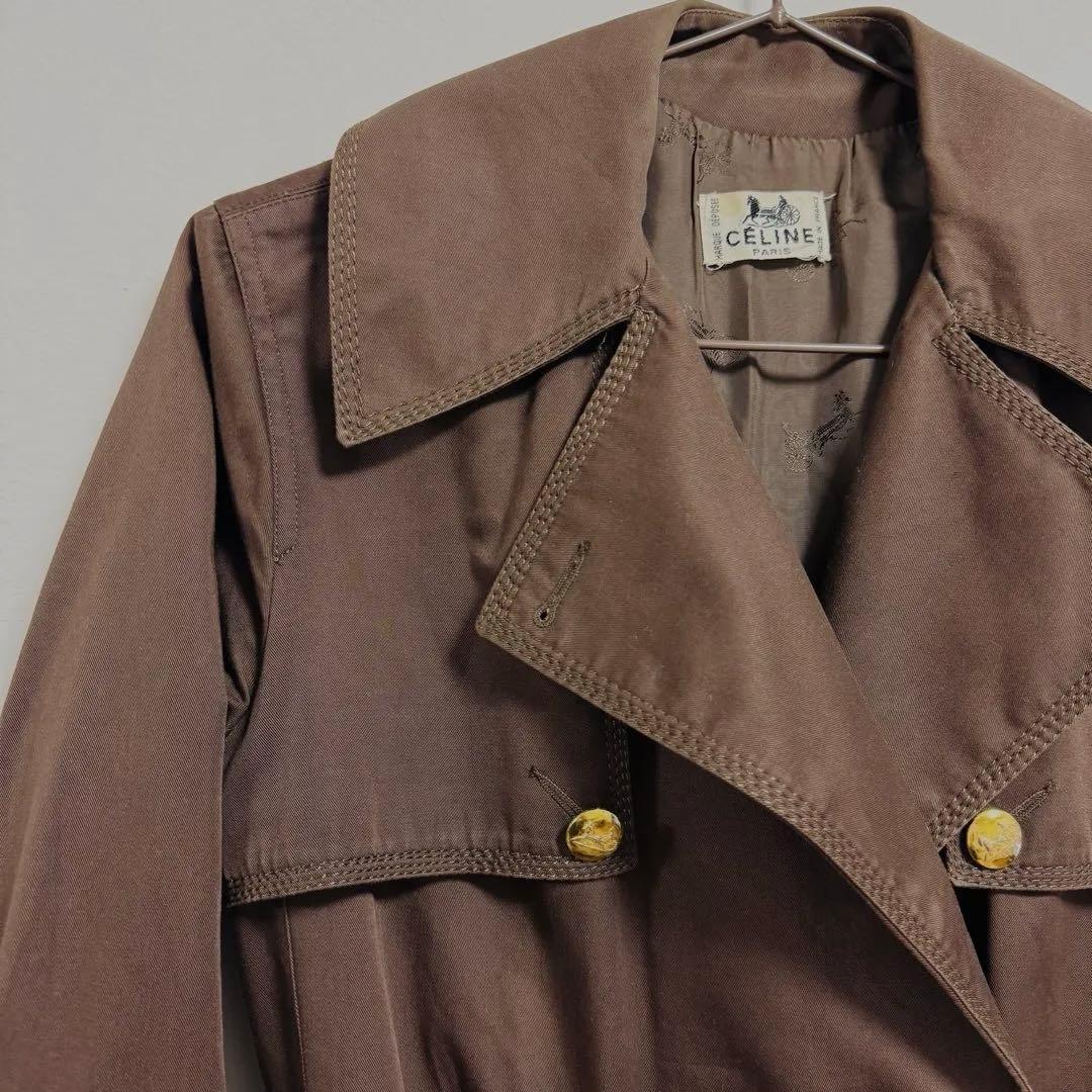 【CELINE】セリーヌ美品 ヴィンテージ ブラウン トレンチコート 70's