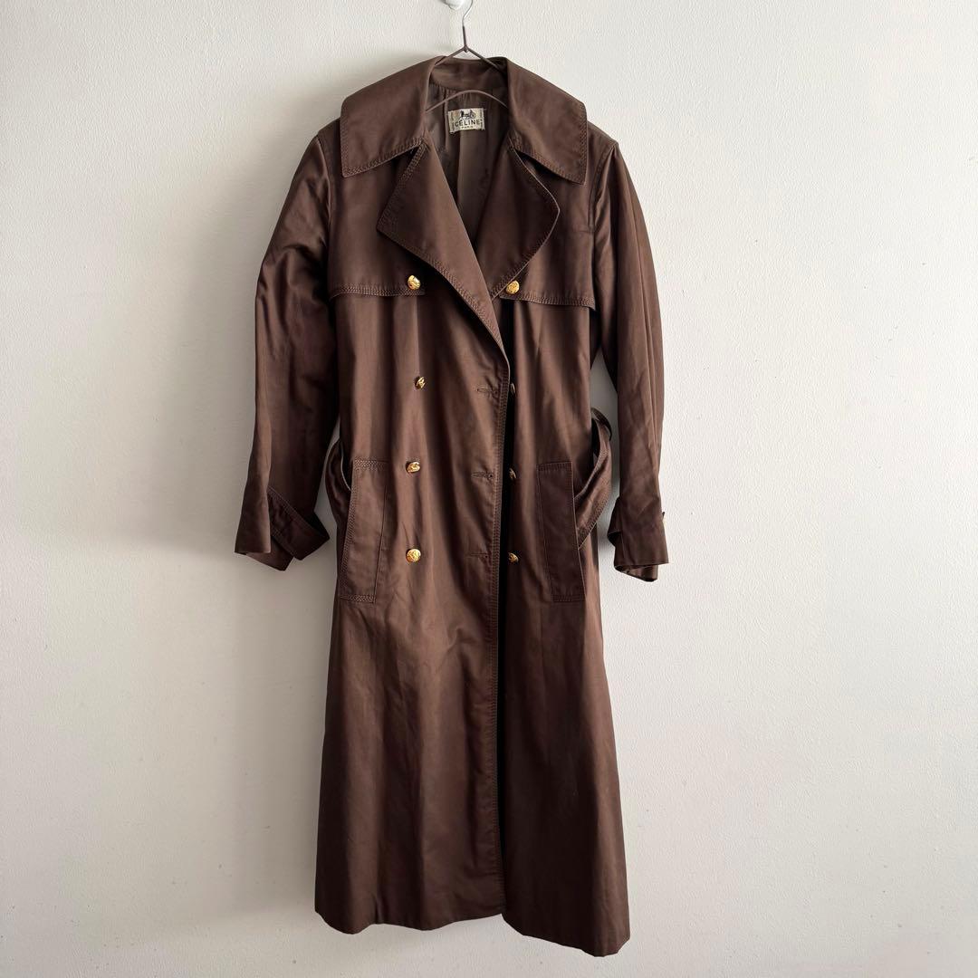 【CELINE】セリーヌ美品 ヴィンテージ ブラウン トレンチコート 70's