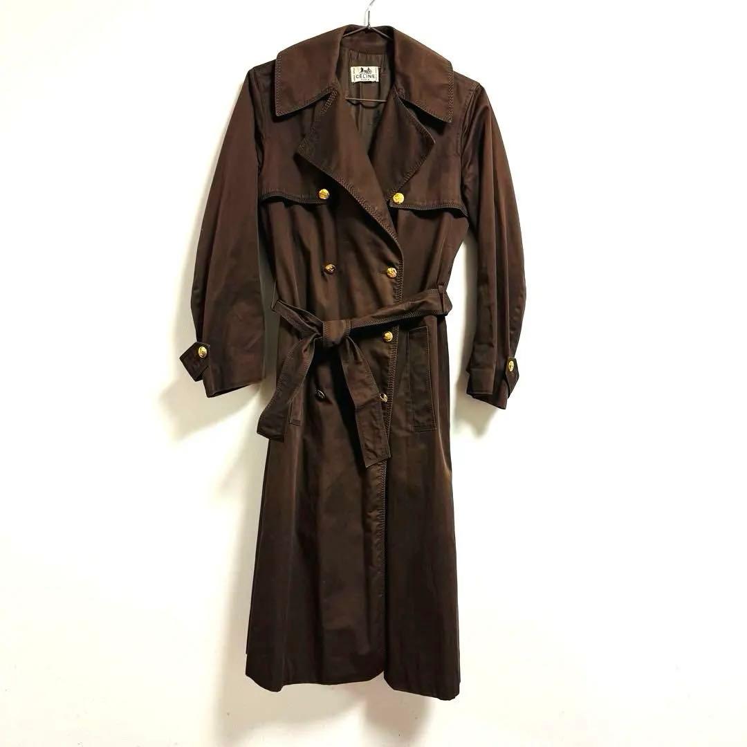 【CELINE】セリーヌ美品 ヴィンテージ ブラウン トレンチコート 70's