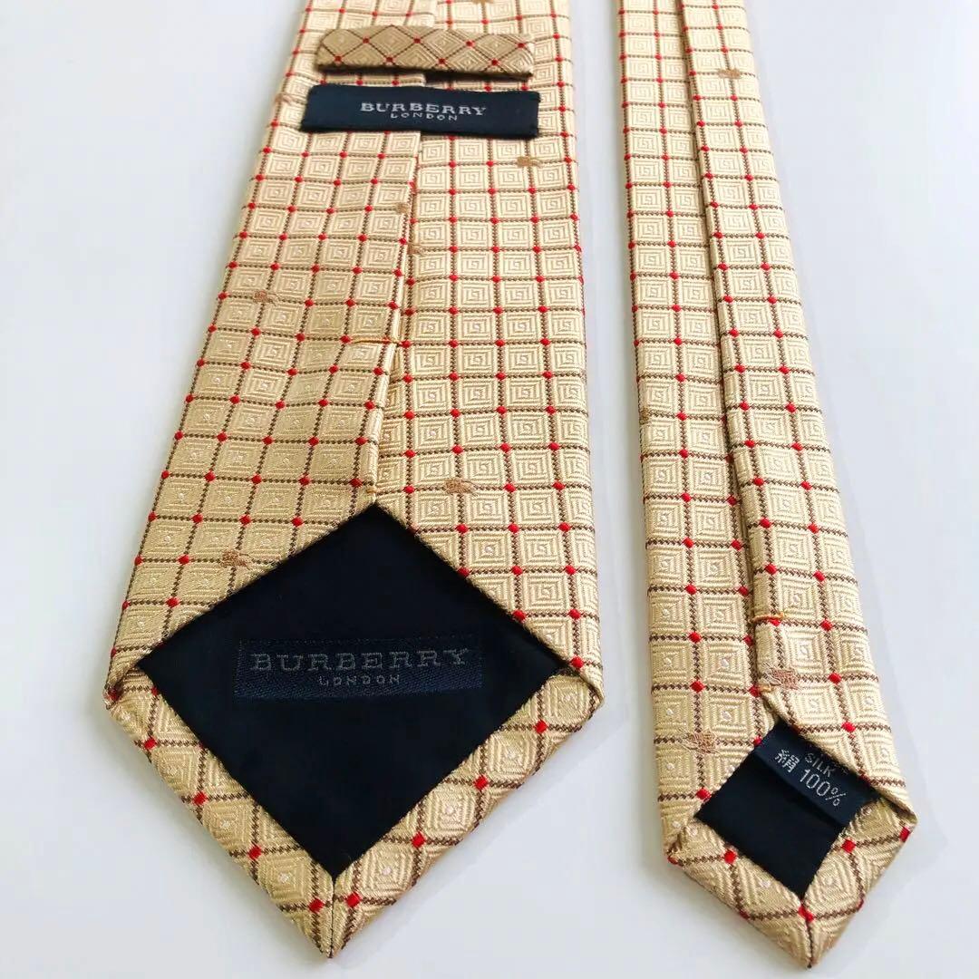 バーバリーロンドン ネクタイ チェック柄 イエロー