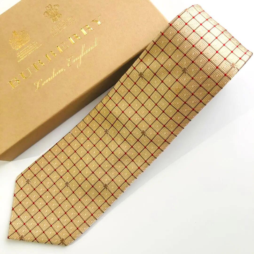 バーバリーロンドン ネクタイ チェック柄 イエロー