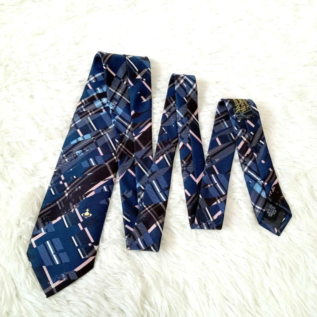 【極美品】ヴィヴィアンウエストウッド　ネクタイ　変形チェック　オーブ　シルク