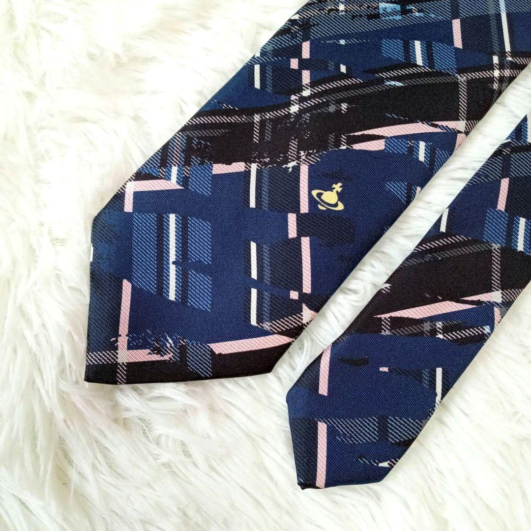 【極美品】ヴィヴィアンウエストウッド　ネクタイ　変形チェック　オーブ　シルク
