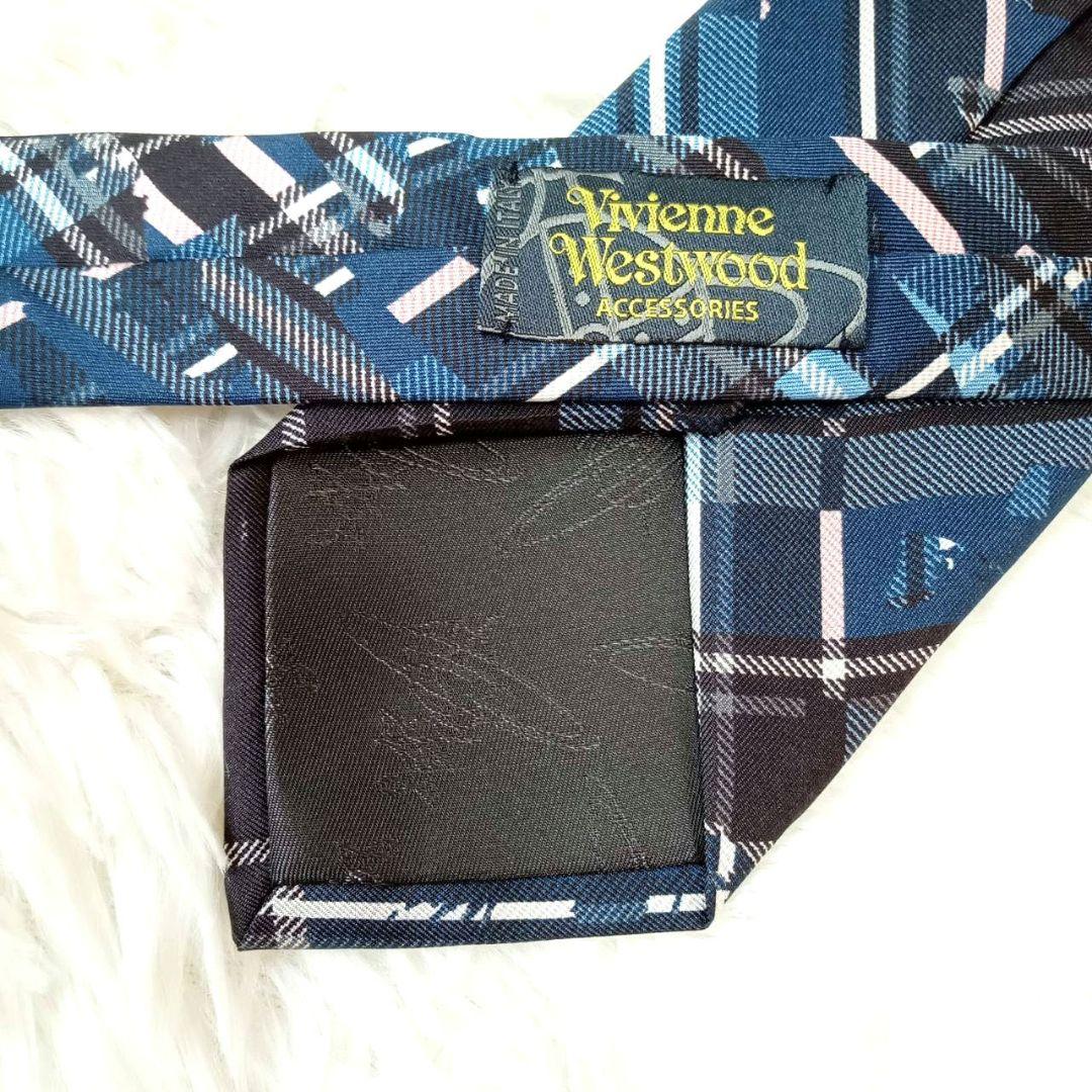 【極美品】ヴィヴィアンウエストウッド　ネクタイ　変形チェック　オーブ　シルク