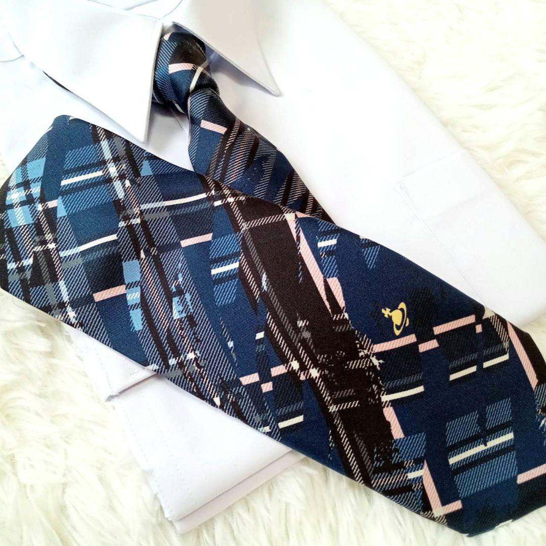【極美品】ヴィヴィアンウエストウッド　ネクタイ　変形チェック　オーブ　シルク