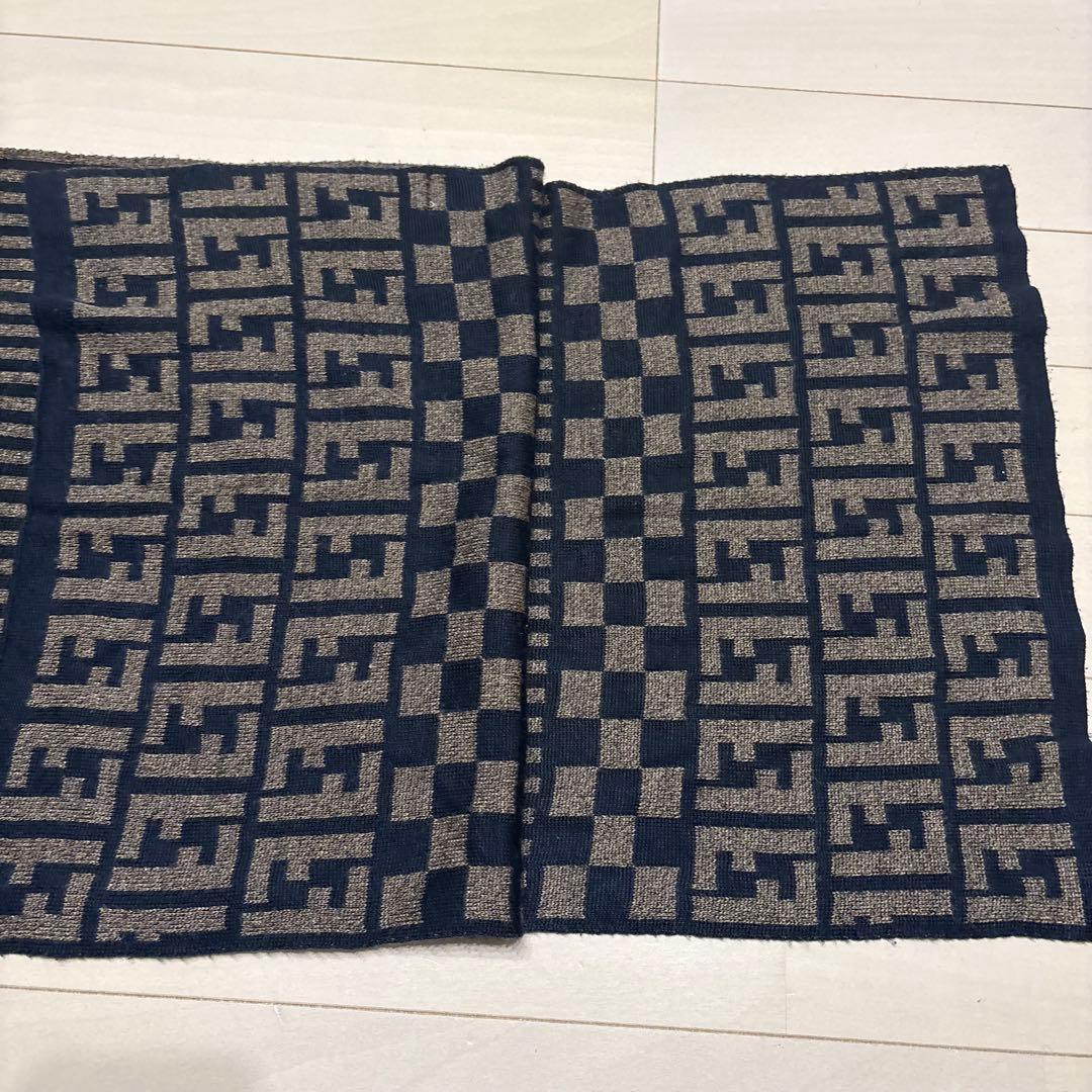 FENDI フェンディ　ズッカ　ストライプ　マフラー　ブラウン