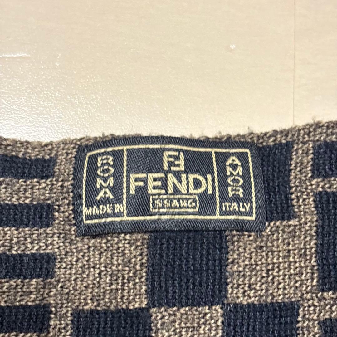 FENDI フェンディ　ズッカ　ストライプ　マフラー　ブラウン