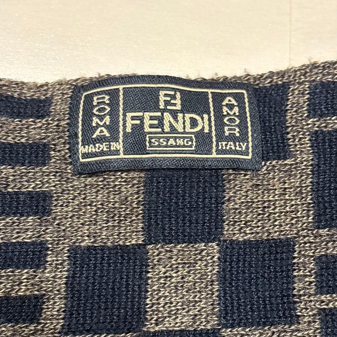 FENDI フェンディ　ズッカ　ストライプ　マフラー　ブラウン