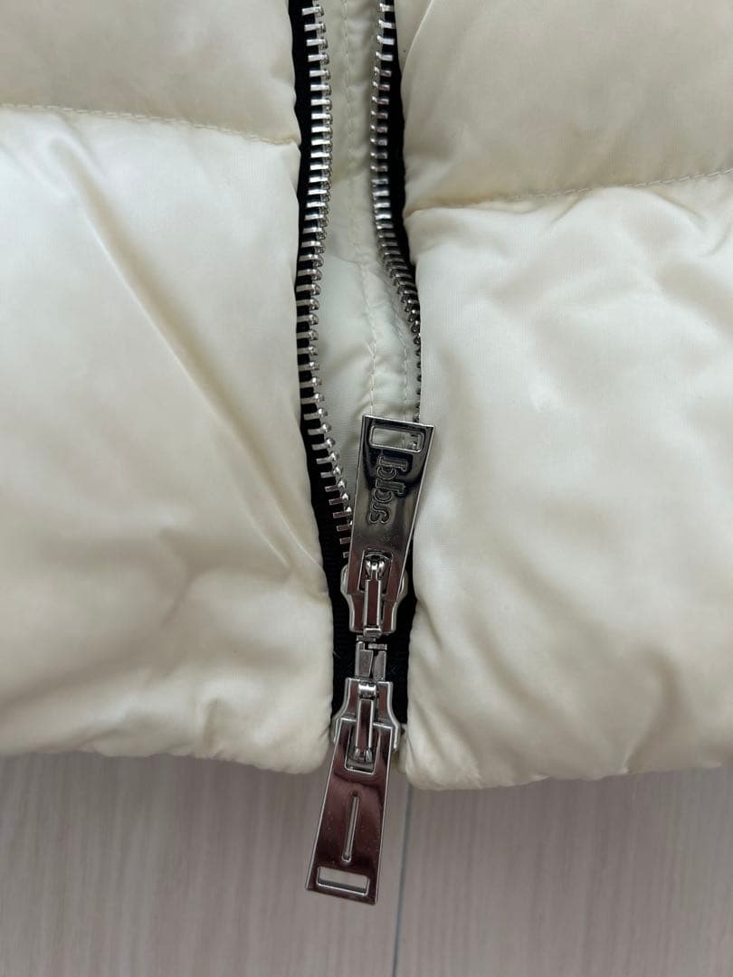 add イタリアアイボリー ファー付きダウンベスト良品