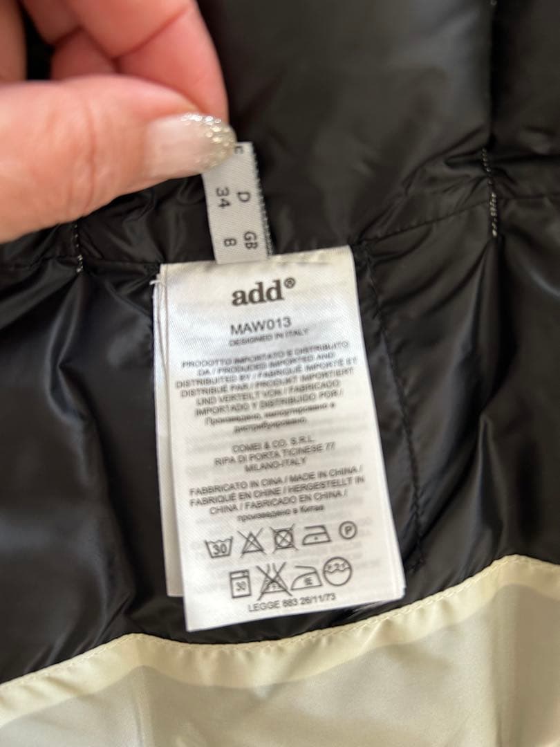 add イタリアアイボリー ファー付きダウンベスト良品