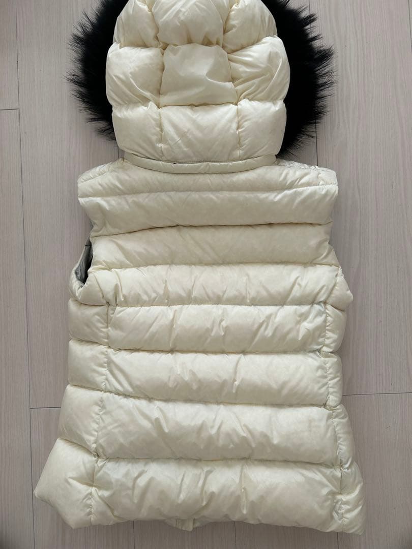 add イタリアアイボリー ファー付きダウンベスト良品