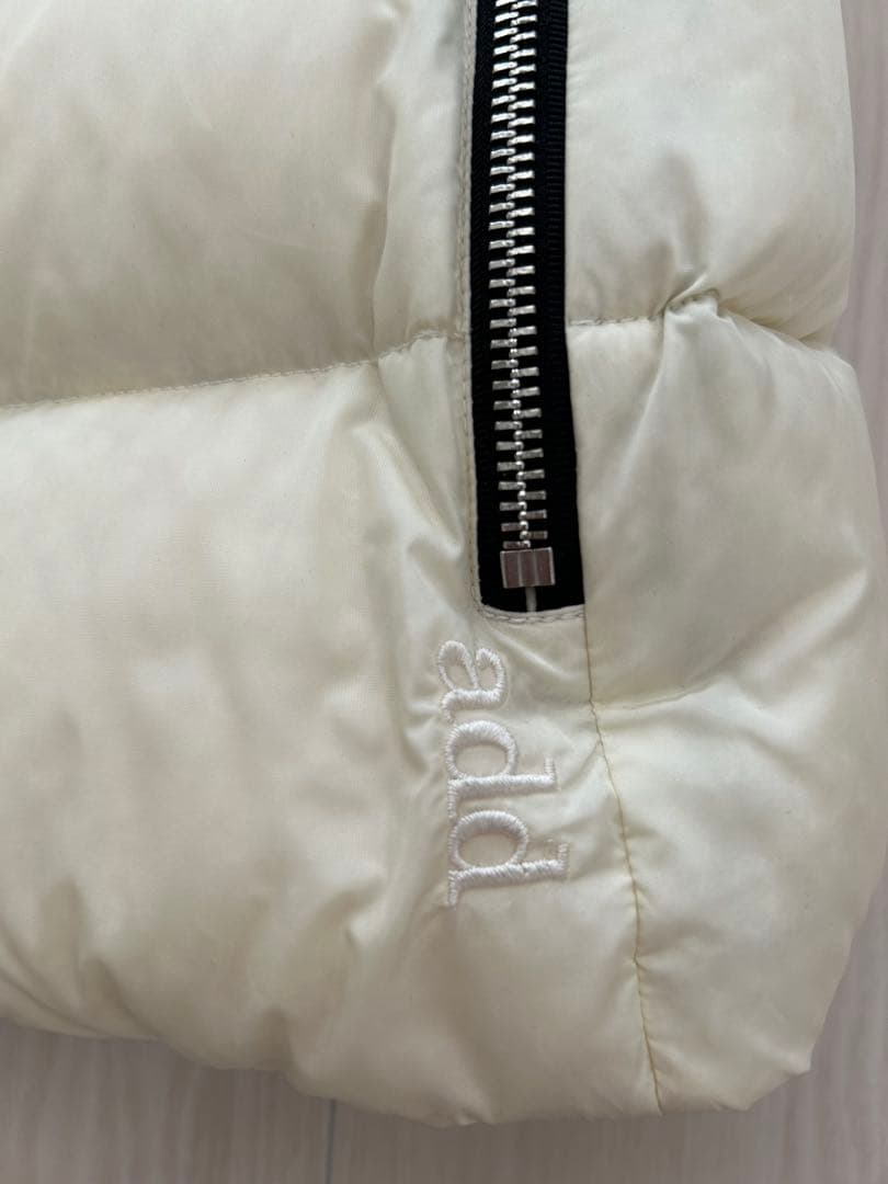 add イタリアアイボリー ファー付きダウンベスト良品