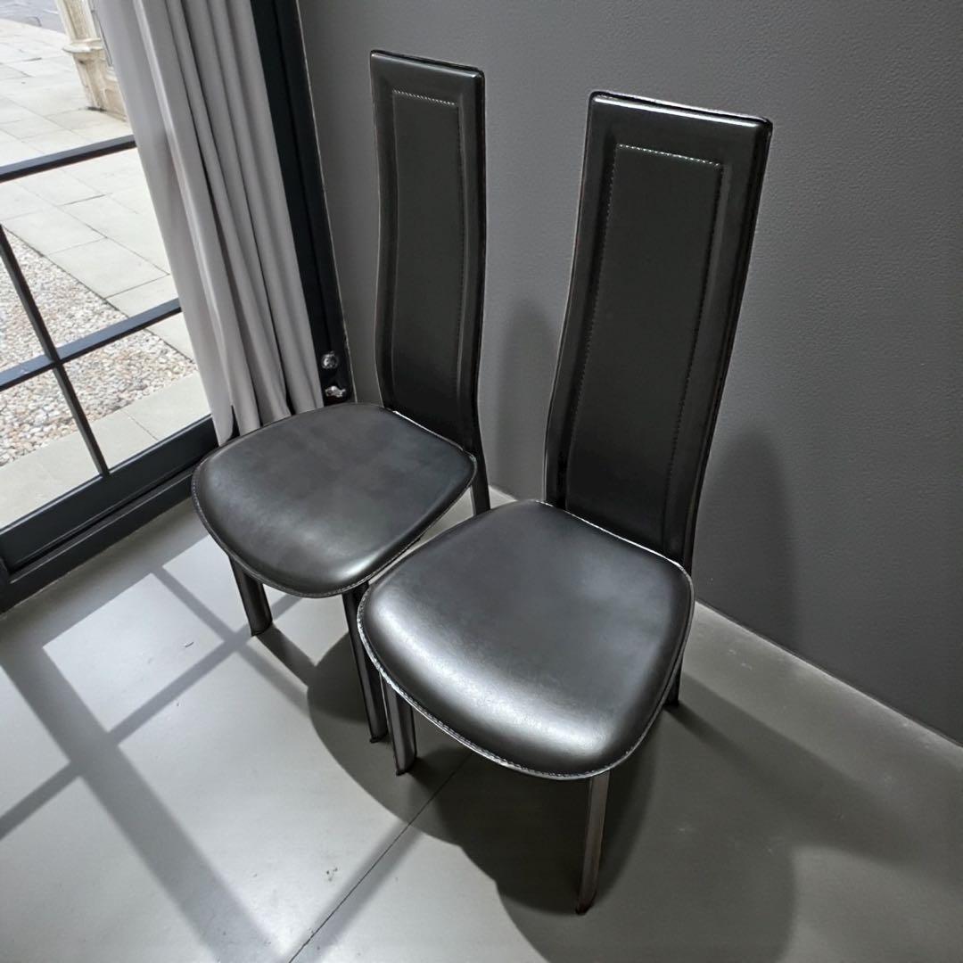 椅子 8391 ダイニングチェア　ハイバックチェア 2脚セット　大塚家具　本革