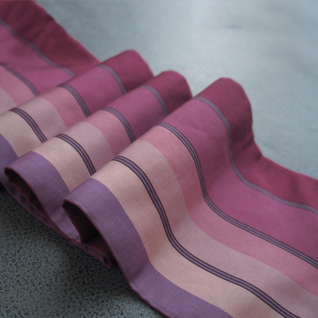 【特別最終SALE !】本場筑前博多織 正絹 半幅帯♪ 子持ち縞 モダン 紫