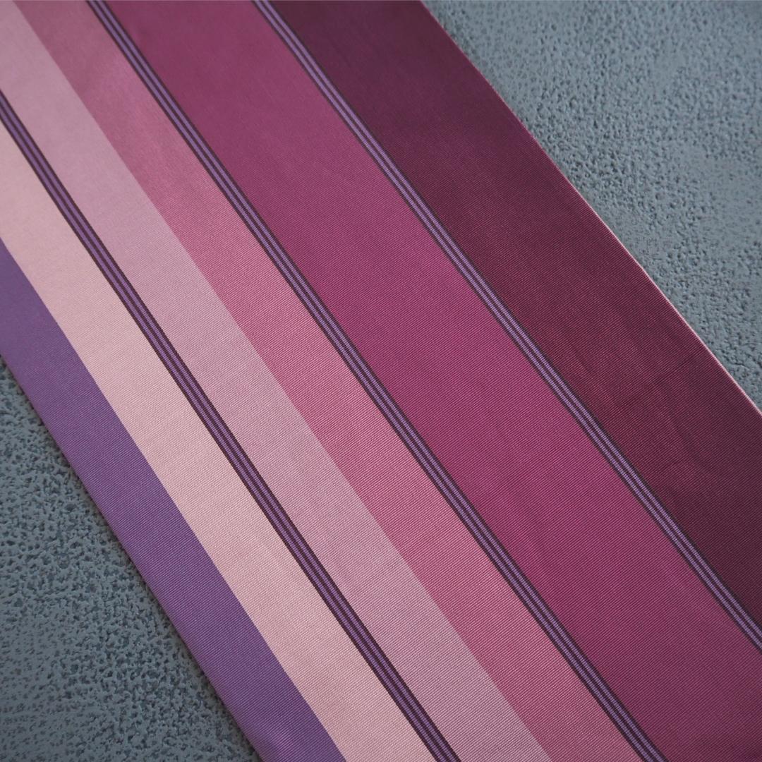 【特別最終SALE !】本場筑前博多織 正絹 半幅帯♪ 子持ち縞 モダン 紫