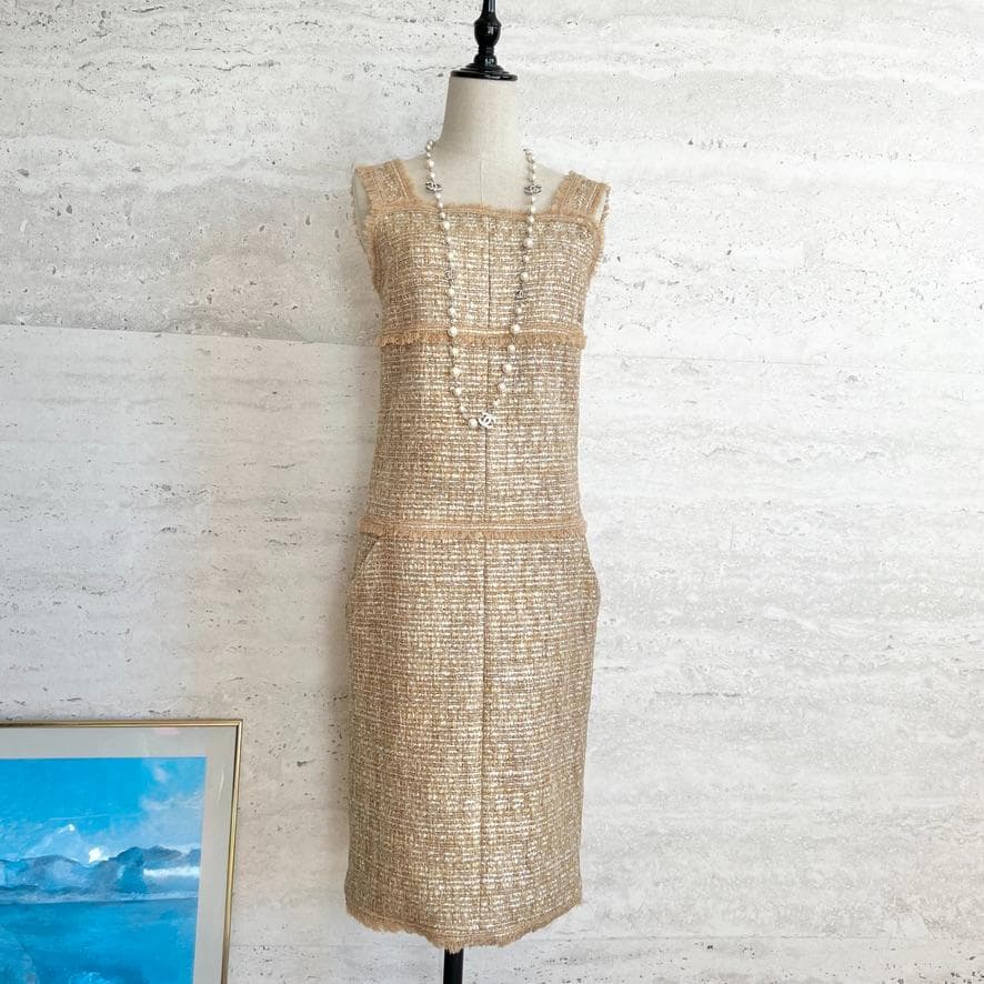新品同様★CHANEL★ルサージュ★ツイード★ゴールド★ワンピース