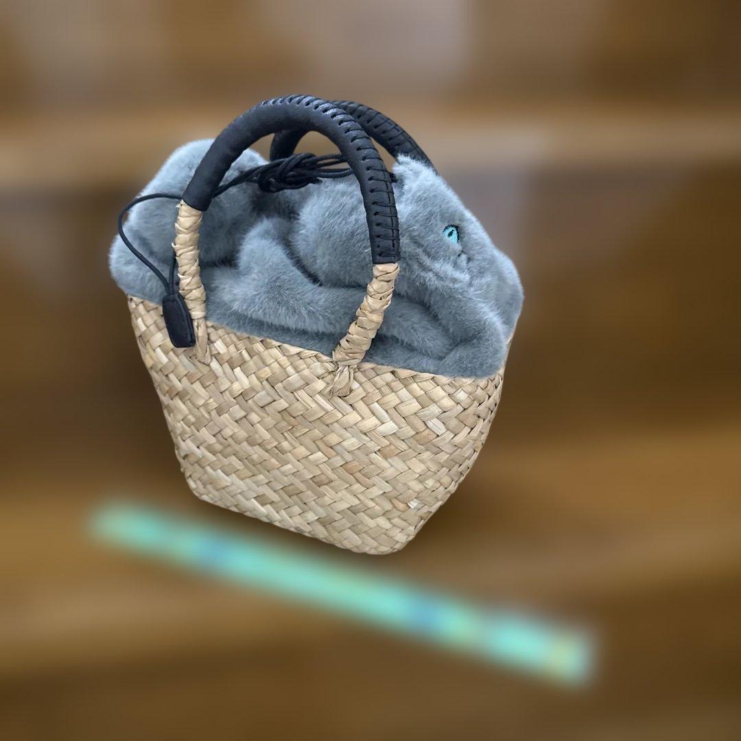 HAYNI ねこのバッグ ベージュ グレー ファー KEROよん