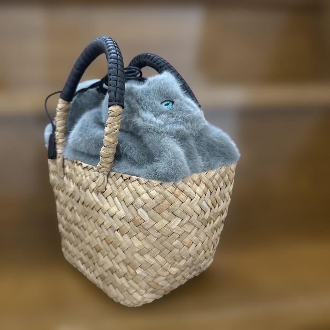 HAYNI ねこのバッグ ベージュ グレー ファー KEROよん