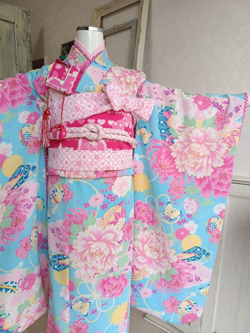 専用です☆JAPANSTYLE着物×セイコマツダ帯☆ブランドMIX☆七五三着物