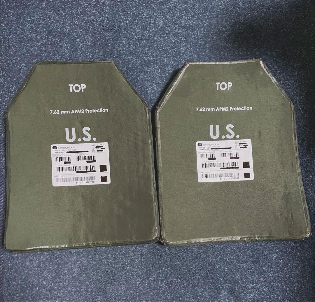 劇レア 米軍実物 USED品　キャリアプレート Lサイズ 2枚組