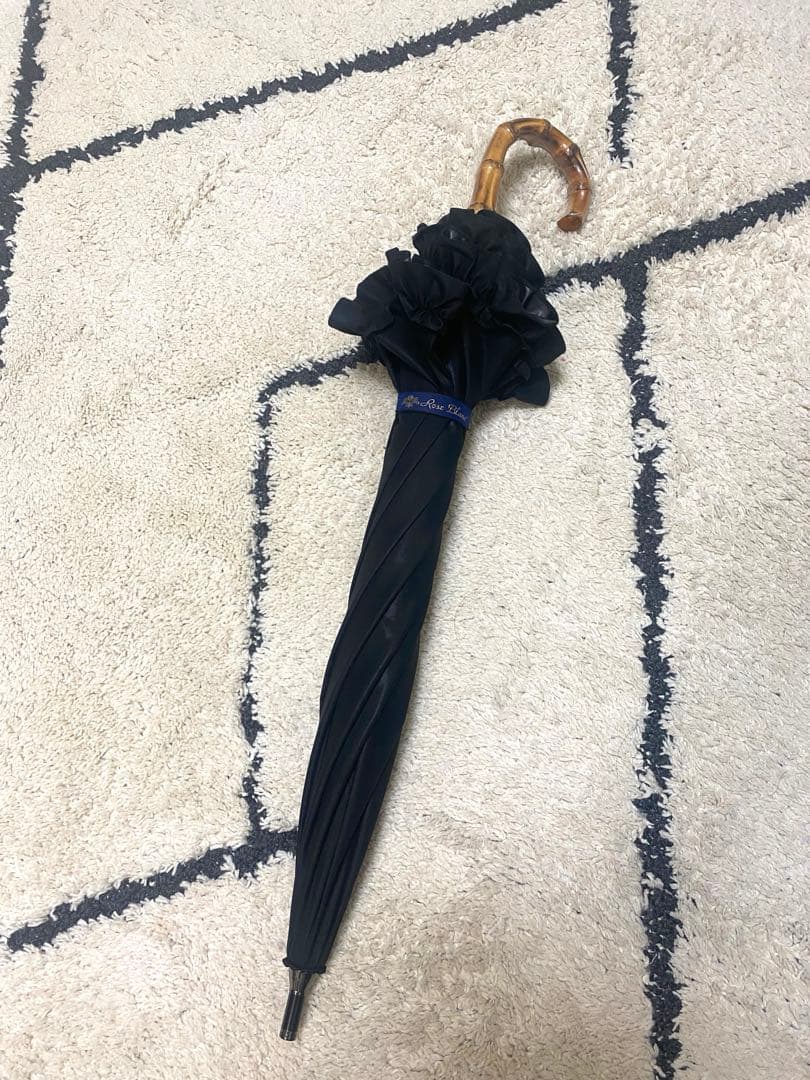 ロサブラン ショート 長傘 フリル ブラック 未使用品