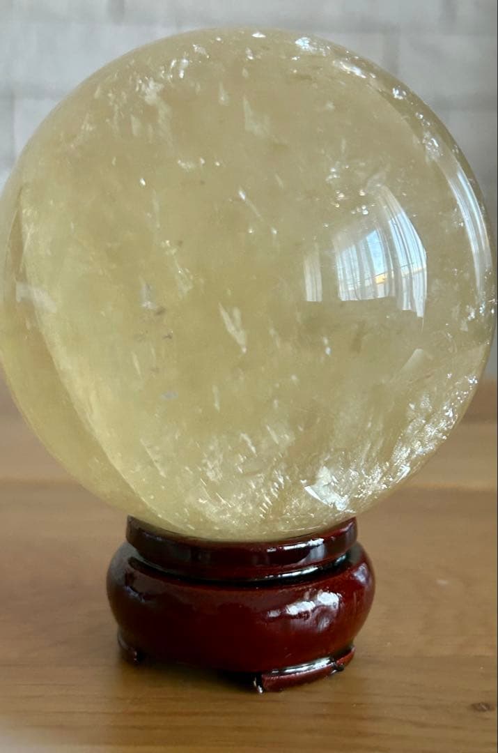 ✨キラキラ虹入✨ハニーカルサイト　スフィア　78mm ハニーイエロー　丸玉