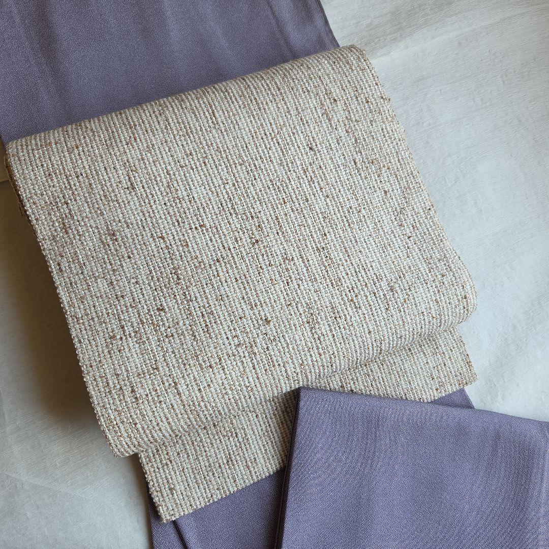 淡い灰青紫色　伊勢型両面染めの鮫小紋