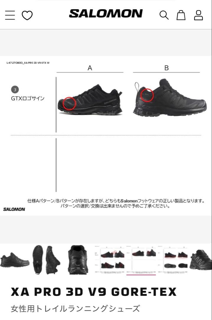 SALOMON XA PRO 3D V9 GORE-TEX ブラック